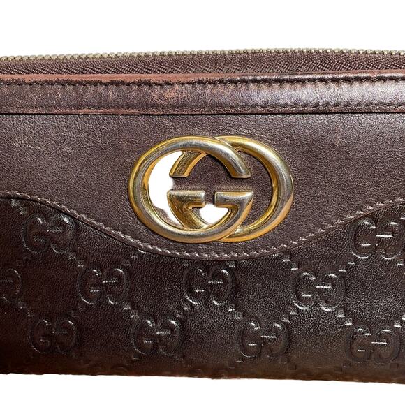 Gucci Guccissima Sukey Zip Around Walnut Brown Wallet - Picture 4 of 12